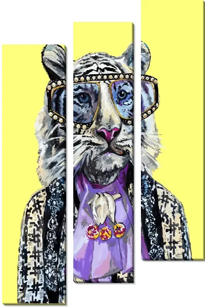 Модульная картина Модный белый тигр