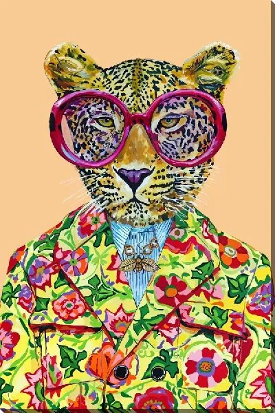 Картина маслом Леопард в цветастом пиджаке