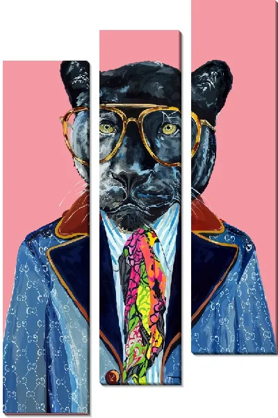 Модульная картина Пантера в модной одежде