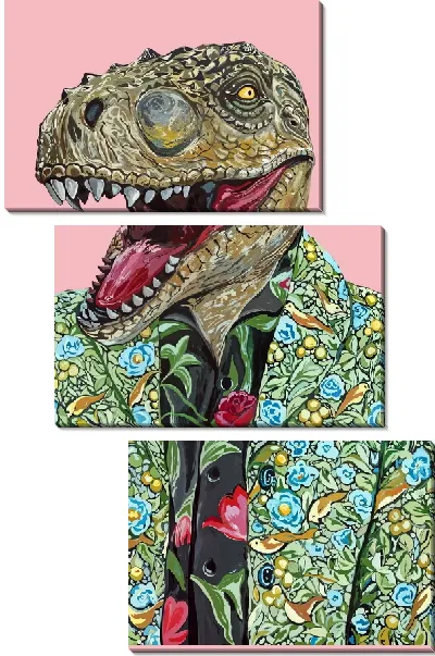 Модульная картина Динозавр в костюме