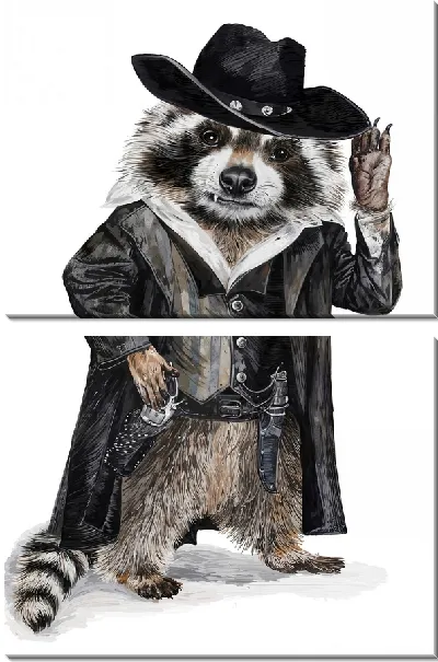 Модульная картина Ковбой енот