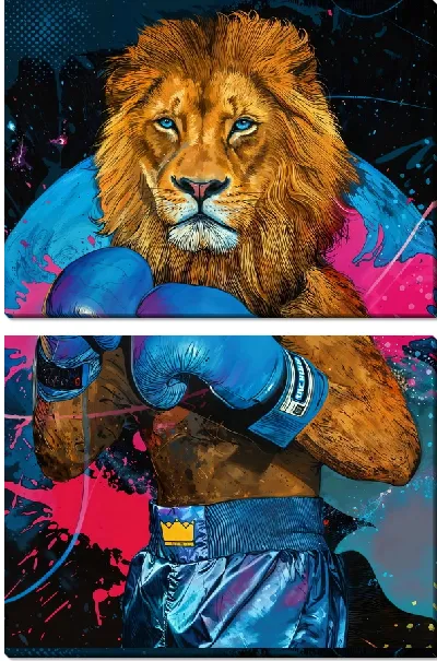 Модульная картина Лев боксер