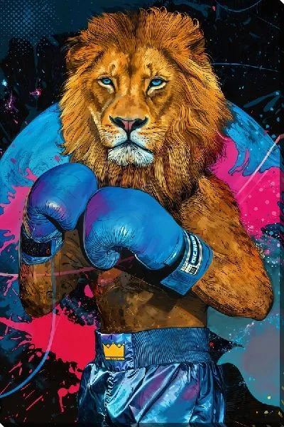 Постер Лев боксер