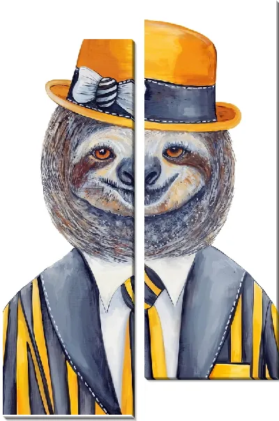 Модульная картина Ленивец в шляпе