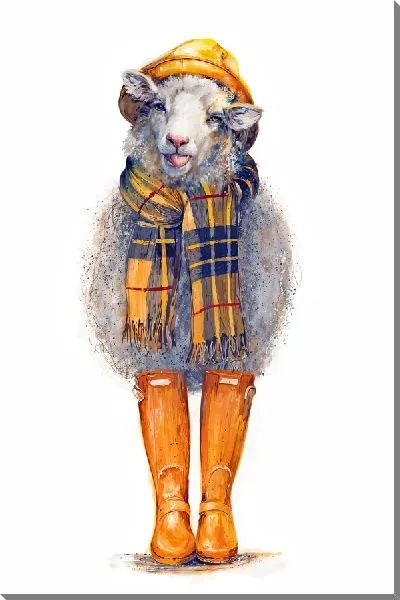 Картина маслом Овца в желтых сапогах