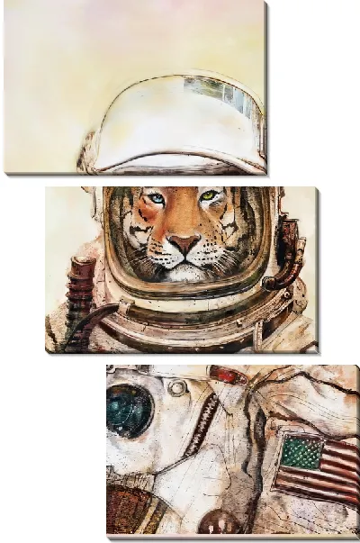Модульная картина Тигр космонавт
