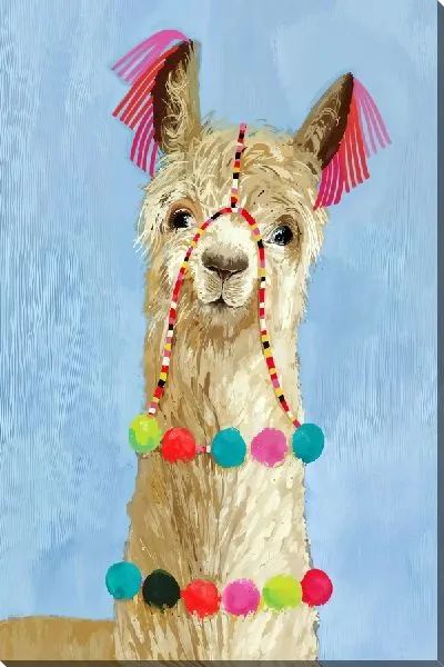 Картина маслом Альпака с бусами