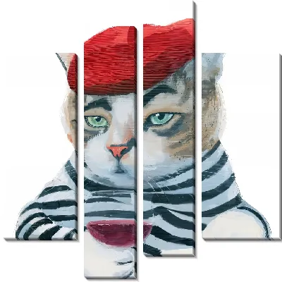 Французский кот с вином