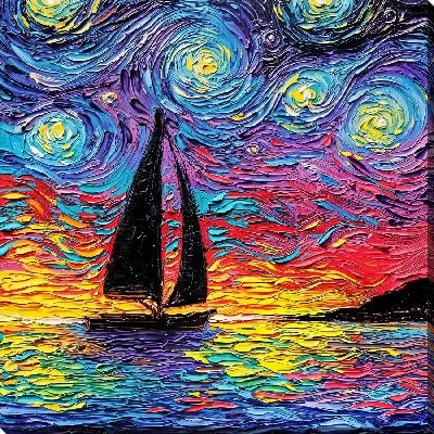 Черный парусник в стиле Ван Гога