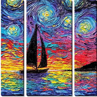 Черный парусник в стиле Ван Гога