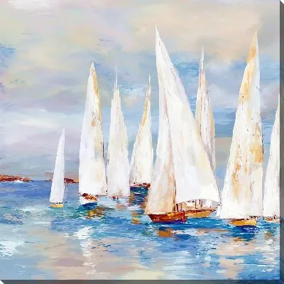 Картина маслом Белые парусники на море