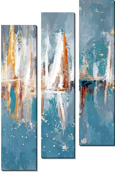 Модульная картина Морская абстракция с парусниками
