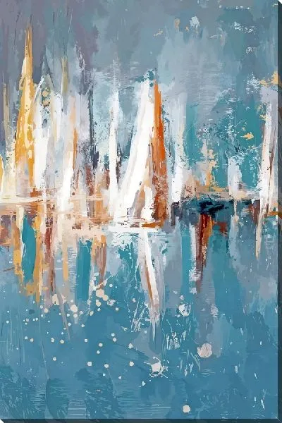 Постер Морская абстракция с парусниками