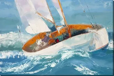 Картина маслом Парусник в неспокойном море