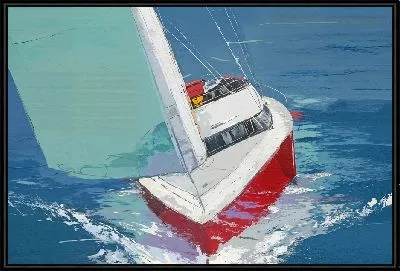 Картина Красно-белый парусник