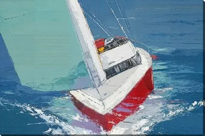 Картина маслом Красно-белый парусник