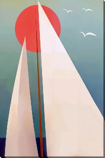 Картина маслом Парусник на фоне Солнца