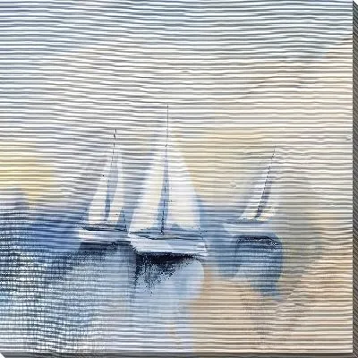 Картина маслом 3 парусника в море