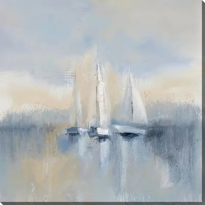 Картина маслом 3 парусника в море №2