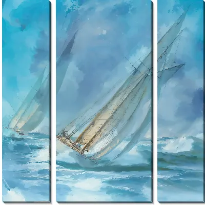 Модульная картина Парусники и чайки