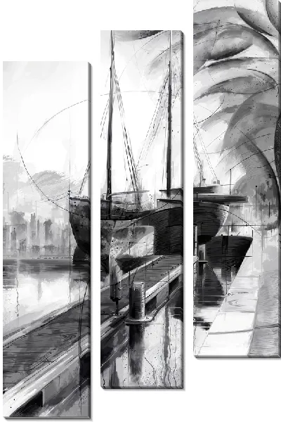 Модульная картина Парусники у причала №2