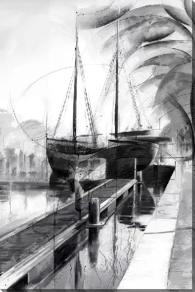 Картина маслом Парусники у причала №2