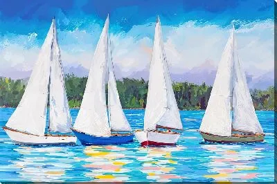 Картина маслом 4 парусника