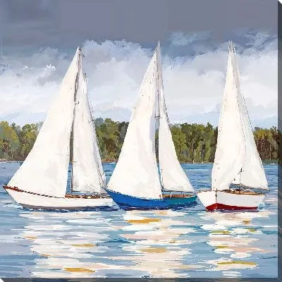 Картина маслом 3 белоснежных парусника