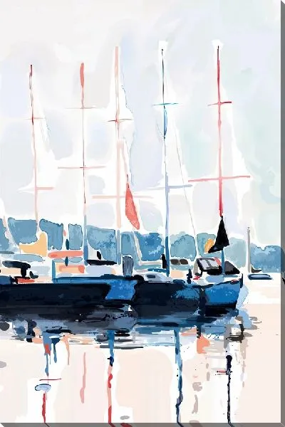 Картина маслом Парусники на причале №5