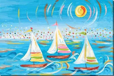 Картина маслом 3 парусника под лучами летнего солнца