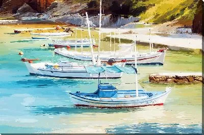 Картина маслом Парусники у берега №3