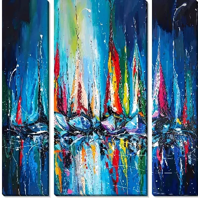 Модульная картина Регата в ночи