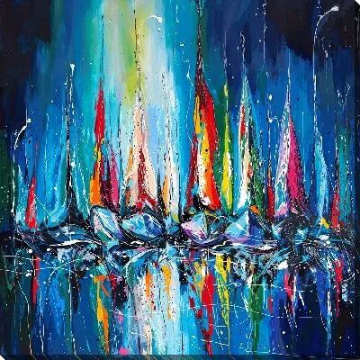 Картина маслом Регата в ночи