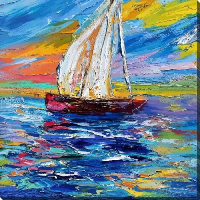 Картина маслом Парусник в море №50