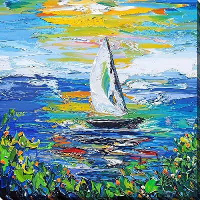 Картина маслом Парусник в море №51