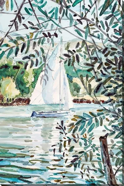 Картина маслом Парусник на фоне веток дерева
