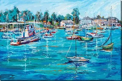 Картина маслом Парусники в бухте №3