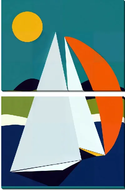 Модульная картина Парусник в стиле минимализм №3