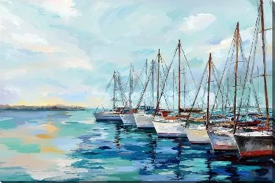 Картина маслом Парусник у причала №5