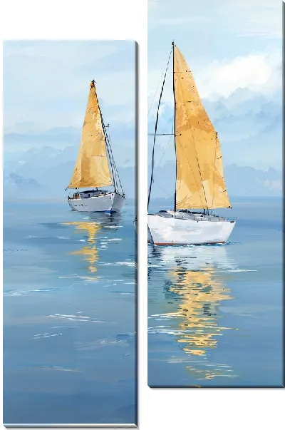 Модульная картина Парусники с золотыми парусами №2