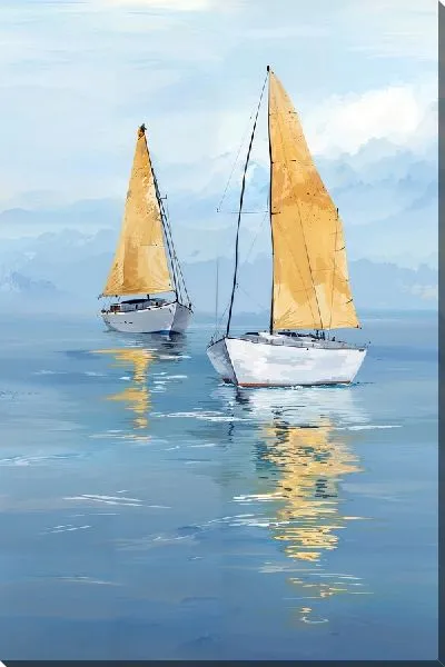 Картина маслом Парусники с золотыми парусами №2