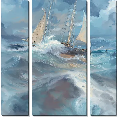 Модульная картина Парусник в шторм №2