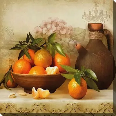 Картина маслом Натюрморт с апельсинами в тарелке