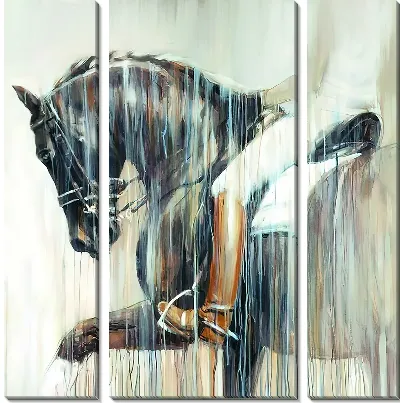 Модульная картина Жокей в сапогах на лошади