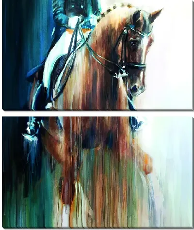 Модульная картина Жокей и коричневая лошадь