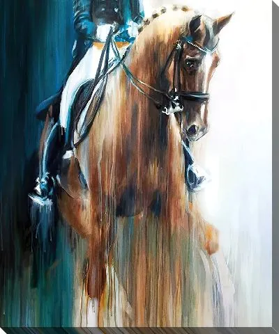 Картина маслом Жокей и коричневая лошадь