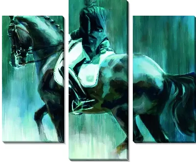 Модульная картина Жокей на темной лошади