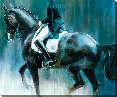 Картина маслом Жокей на темной лошади