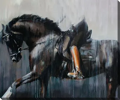 Картина маслом Силуэт жокея на лошади