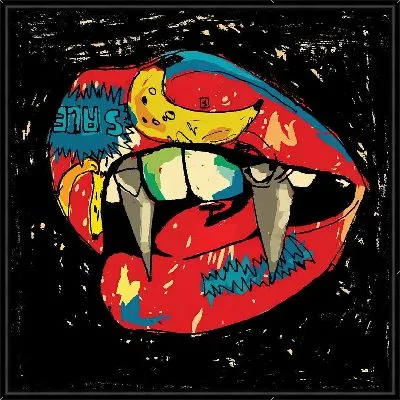 Губы с клыками в стиле поп-арт